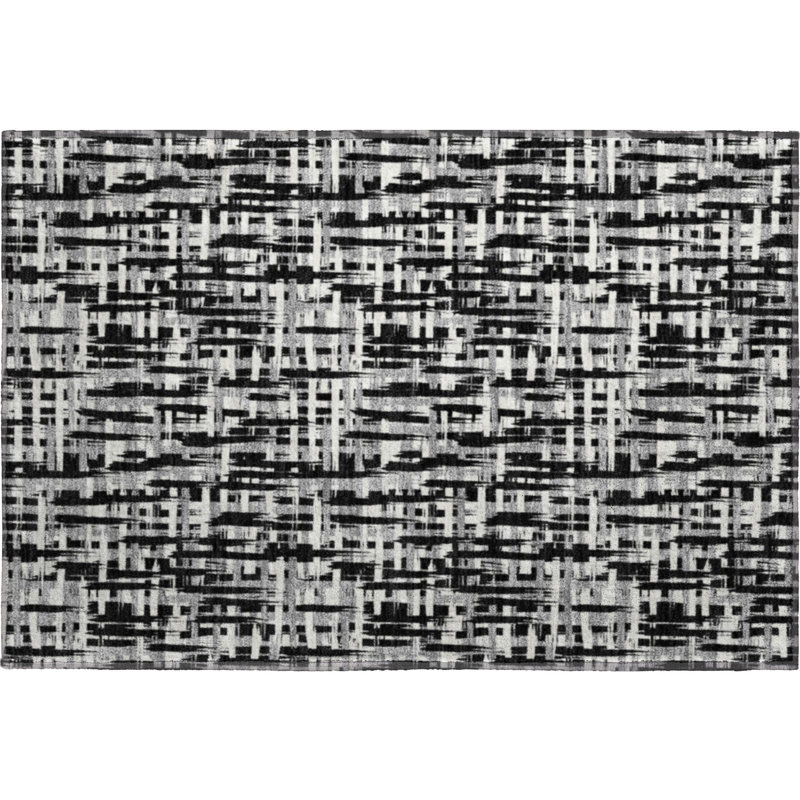 Premium Machine Washable Crumley AMF1059 Lines Rug_AMF1059BK, Rectangle 1'8" x 2'6"