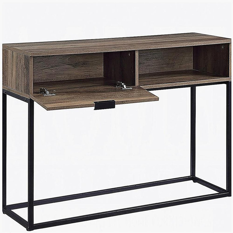 Bureau d'écriture avec tiroir et tablette en chêne rustique et noir