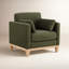 Chaise d'appoint contemporaine rembourrée avec pieds en bois massif Moira