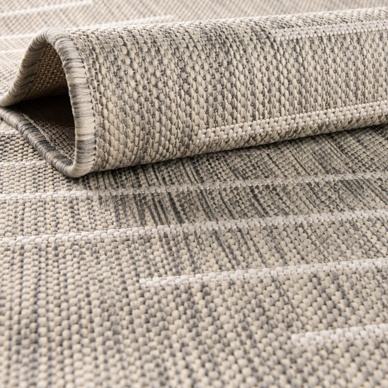 Tapis intérieur / extérieur gris Ava-Mary, Rectangle 9 pi x 12 pi