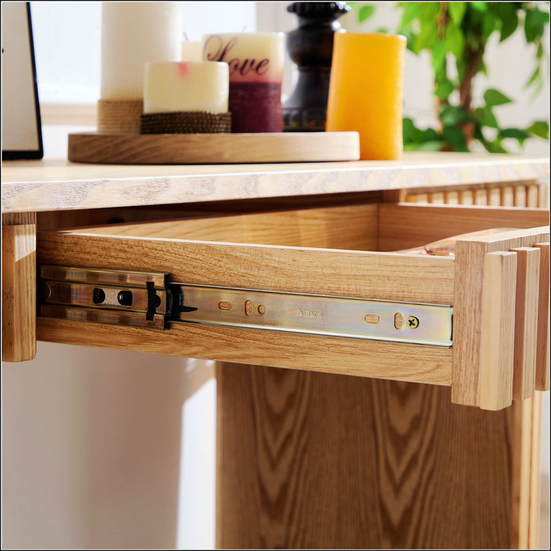 Elegant Modern Console Table With Drawer And Vertical Stripe Design For Living Room Hallway Foyer Entrance Study, Natural