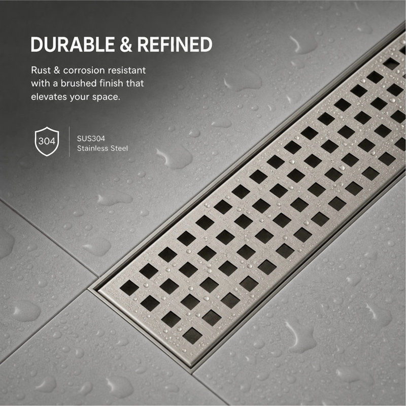 FirmBase 32" Brushed Nickel linear grid drain, Brushed Nickel
