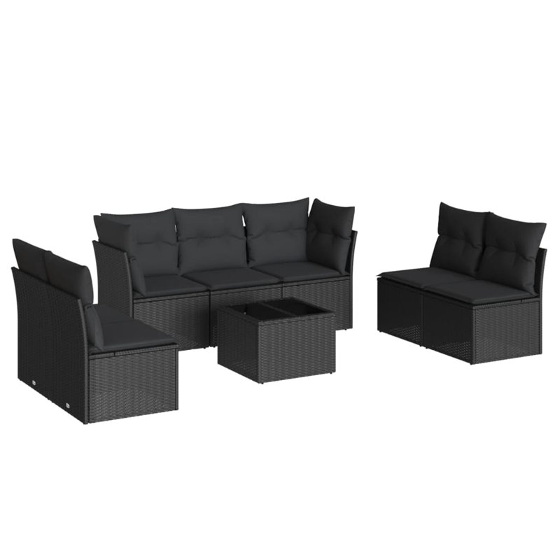  Ensemble de canapé de jardin noir, Noir, Noir