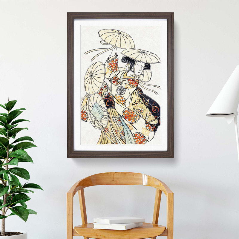 Dancer by Katsukawa Shunsho - Picture Frame Painting Print, 36cm H x 27cm W x 2cm D, Walnut Framed
