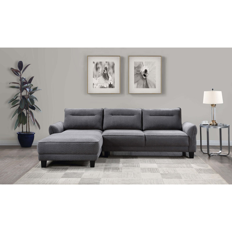 Canapé modulaire à accoudoirs courbés Shalinda, Polyester gris