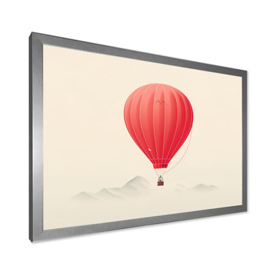 Coral Hot Air Ballon Minimalist I - Transportation Canvas Prints