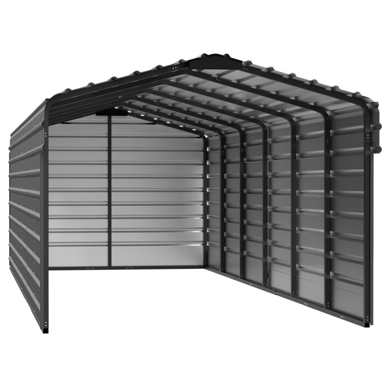 Abri d'auto en acier avec 3 ensembles muraux, 10 x 29 x 0 9, Gris