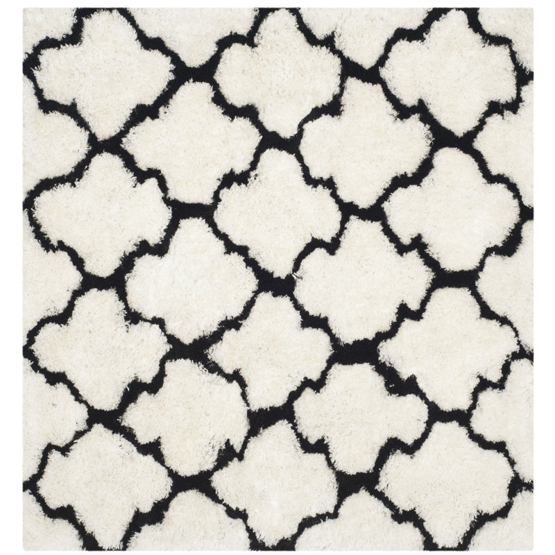 Rozanne Shag Hand Tufted Performance Geometric Rug, Square 5'