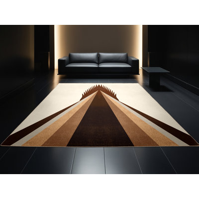 Tapis beige lavable à la machine moderne Luray - reliure beige