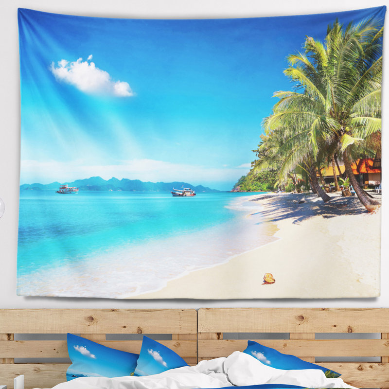Photographie plage tropicale thaïlande tapisserie, H 32 po x l 39 po