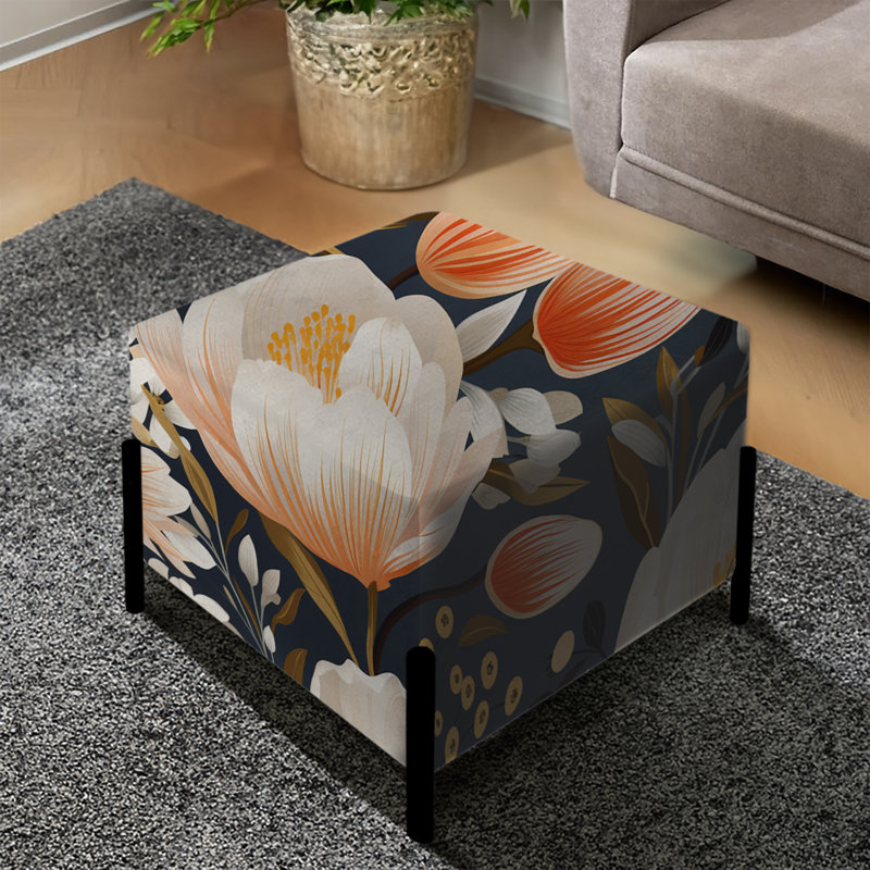 Beige style bord de mer à motif floral I - repose-pieds carré floral