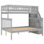 Lit simple superposé au dessus d'un lit double avec rangement, gris-129523230