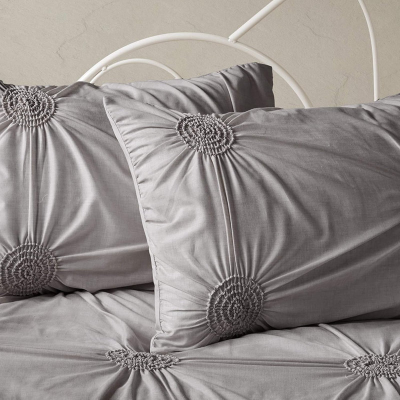 6-piece Medallion Tufted Daybed Cover Set, All-season Luxury Bedding, Dark Grey