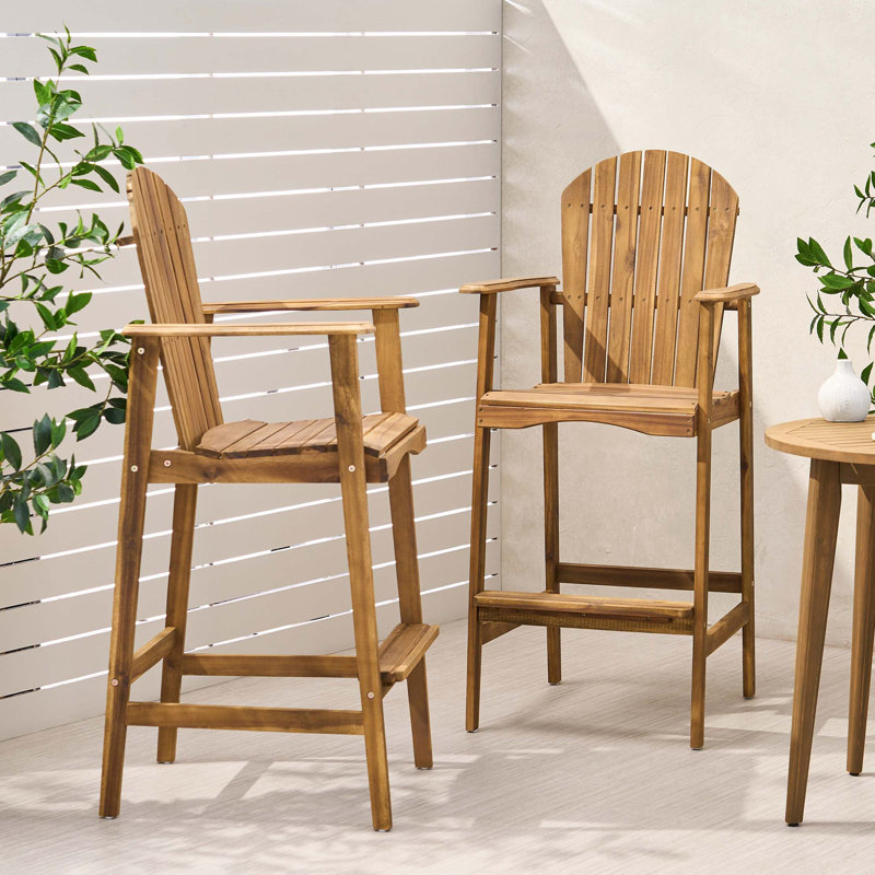 Outdoor Acacia Wood Adirondack Chair, Set Of 2, Natural Stained