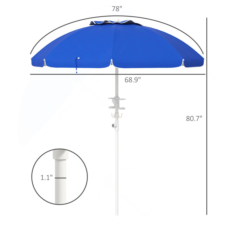 Parasol de plage portatif Outsunny, Bleu