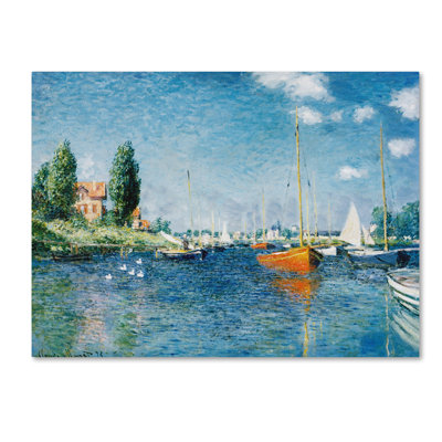 'Red Boats at Argenteuil' by Claude Monet Print on Wrapped Canvas