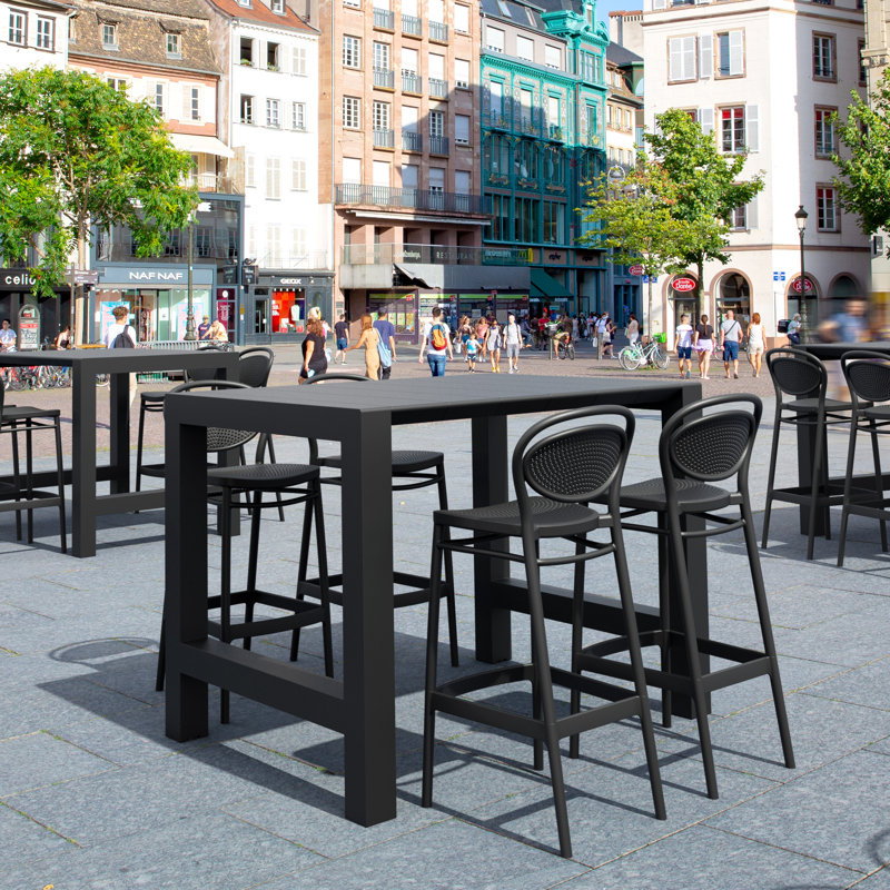Farrah 4 - Person 39'' Long Bar Height Dining Set, Black