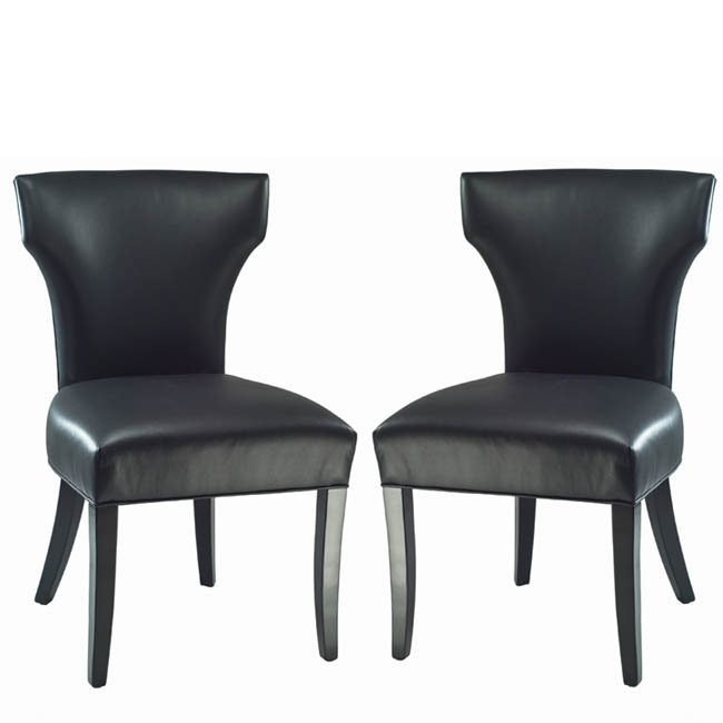Sortor Chair Red Barrel Studio® Sortor Leather Side Chair in Black (Set of 2) | Wayfair