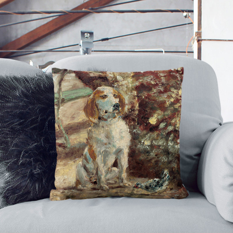 The Artist's Dog Scatter Cushion, 55cm H x 55cm W x 20cm D, Stone
