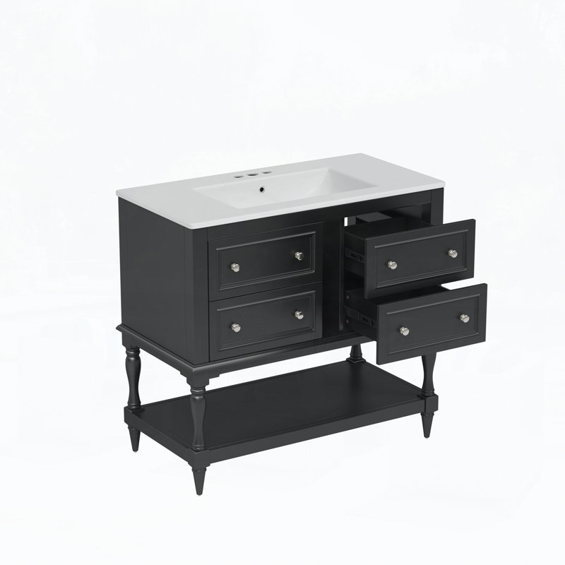 Meuble-lavabo 36 po avec lavabo, Noir, noir, noir, noir
