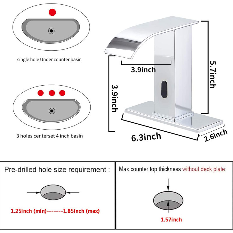 Single-Hole Bathroom Faucet with Drain Assembly, Polished Chrome