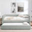 Lit de jour simple rembourré avec couchette escamotable, port de chargement USB et poches de rangement latérales pour une vie moderne.-2139176581