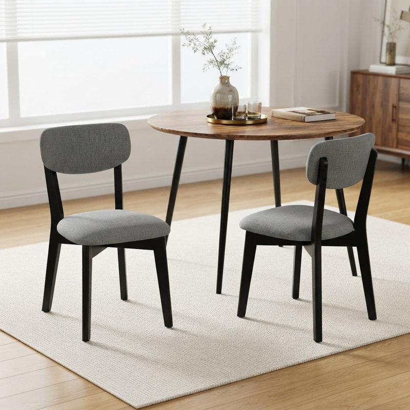 Chaises de salle à manger en acacia massif Hickory de 31,8 po de hauteur - chaises d'appoint Century (ensemble de 2), Grey