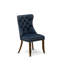 Chaises de cuisine Parson, poignées capitonnées et à dossier, pieds en bois massif, garniture cloutée et chaises de salle à manger en tissu de polyester bleu marine, ensemble de 2, espresso-652452069