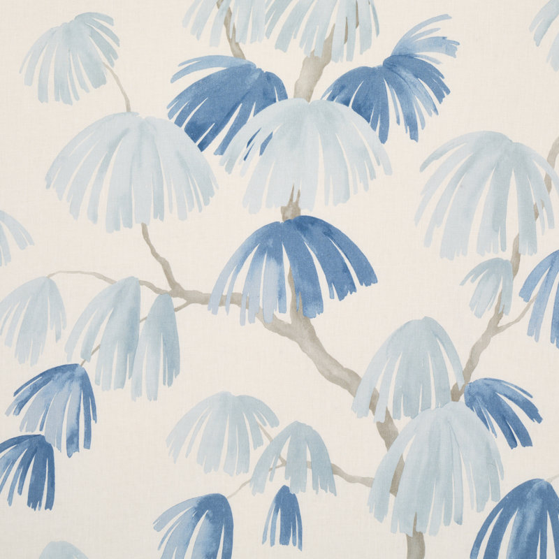 Schumacher x David Kaihoi Weeping Pine Fabric, Slate