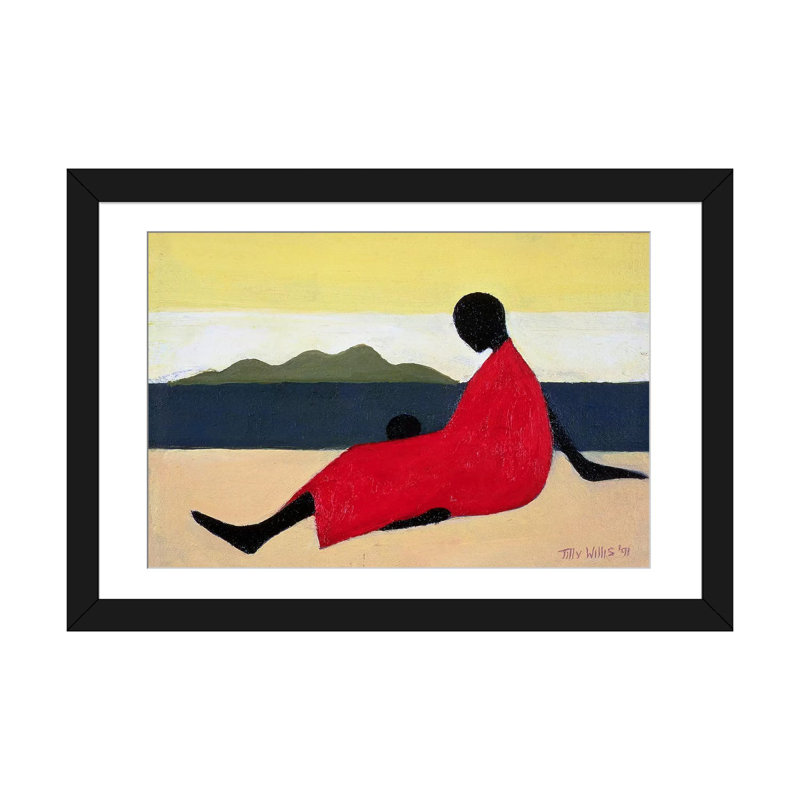 « mère et enfant », impression sur toile, H 16 po x l 24 po x P 1 po, Papier avec cadre noir, Blanc