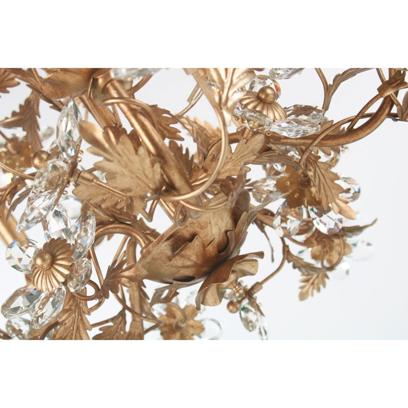 Lustre Fleville, 42 po de largeur x 46 po de hauteur, Gelé, Laiton