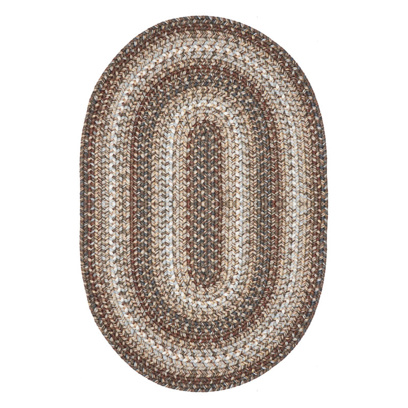  Braided Rug Reversible and Pet Friendly Washable Indoor/Outdoor Ivory/Beige Rug, Oval 6' x 9'