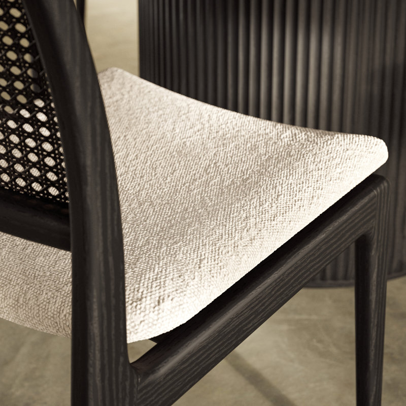 Modern Brazilian Upholstered Dining Chair, Beige