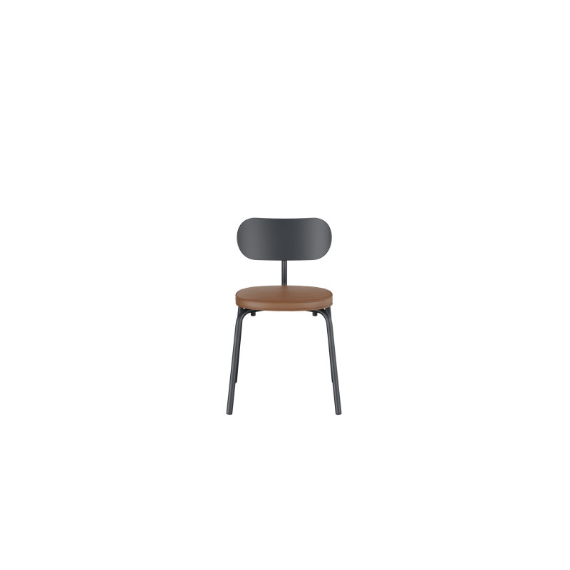 Chaise d'appoint en métal Khylia, Siège brun clair / base noire