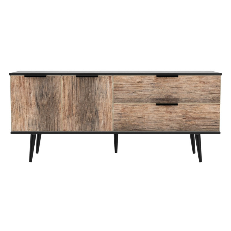 Fully Assembled Menifee 147 Cm Wide 2 Drawer Sideboard, Oak/Black