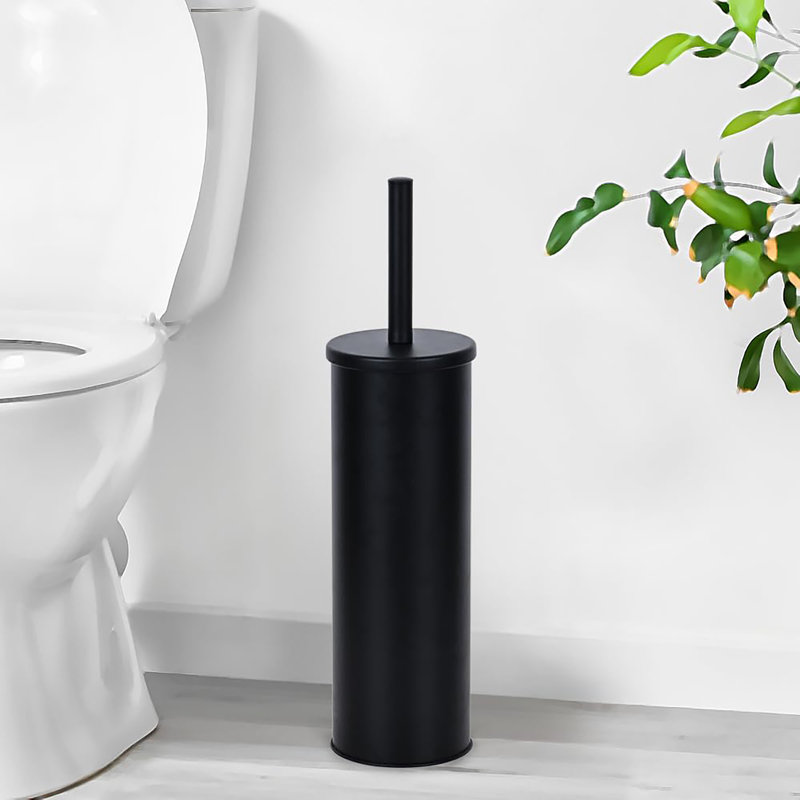 Brosse de toilette avec support, Noir mat