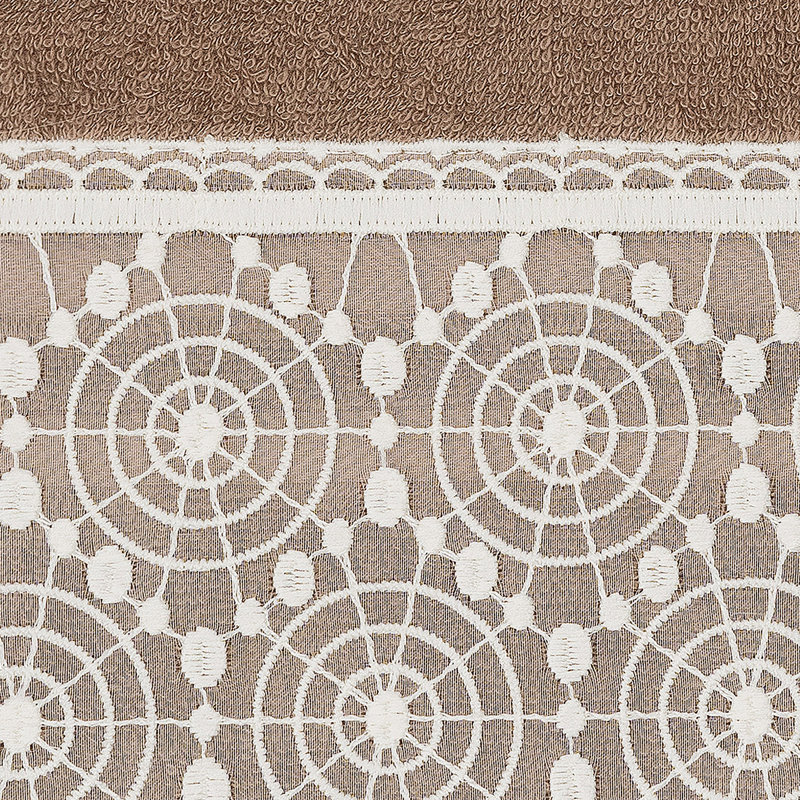 Valentina Turkish Cotton Lace Embellished Towel, Single Hand Towel, Latte/Cream