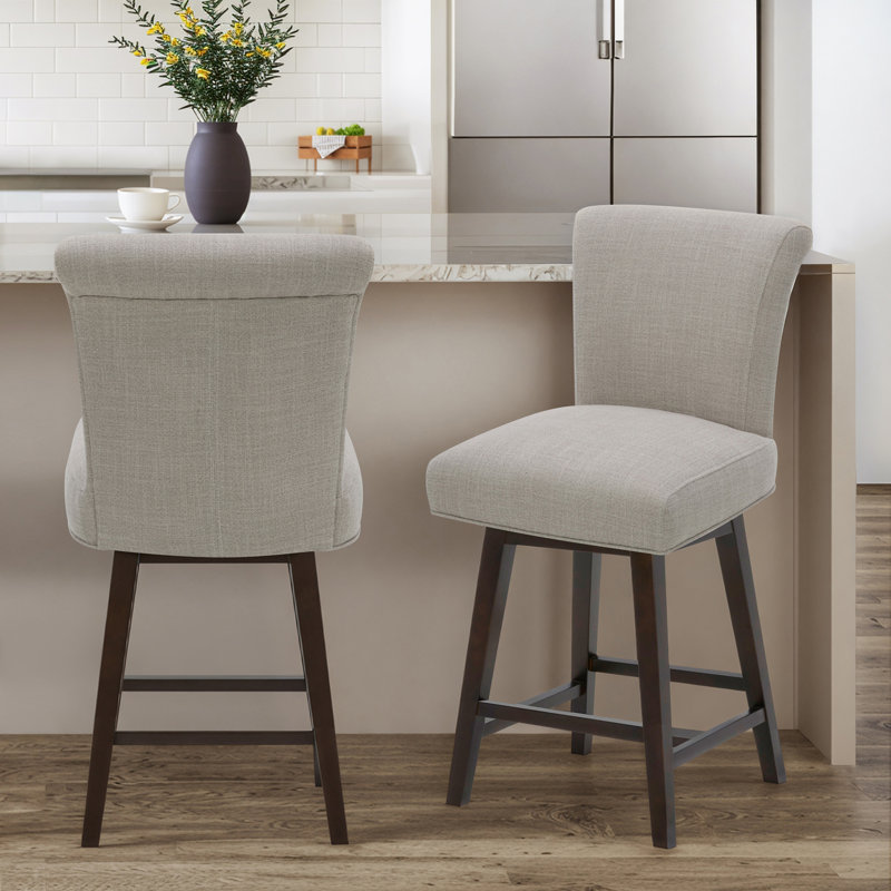 Elora Swivel Stool, Flax Beige, Counter Stool (26" Seat Height), 2
