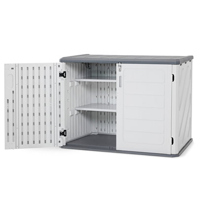 Armoire de rangement horizontale imperméable avec tablette en métal et plancher