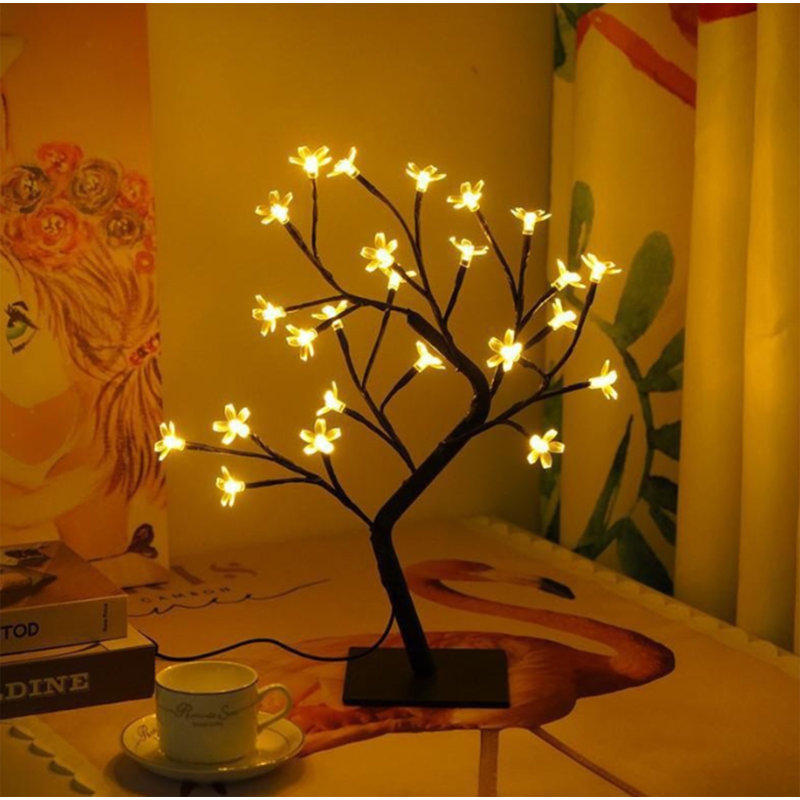 Night Light LED Light Warm White Tree Light Branch Potted Night Light With 48 LED Beads