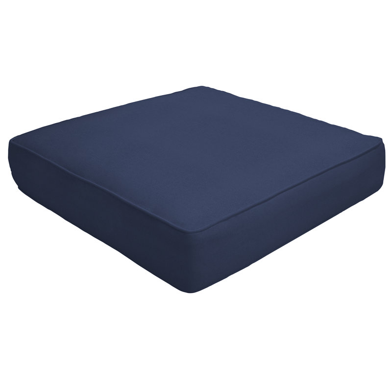 Double Piped Indoor/Outdoor Sunbrella Ottoman Cushion, Canvas Navy Sunbrella® Canvas, 5" H x 26" W x 24" D