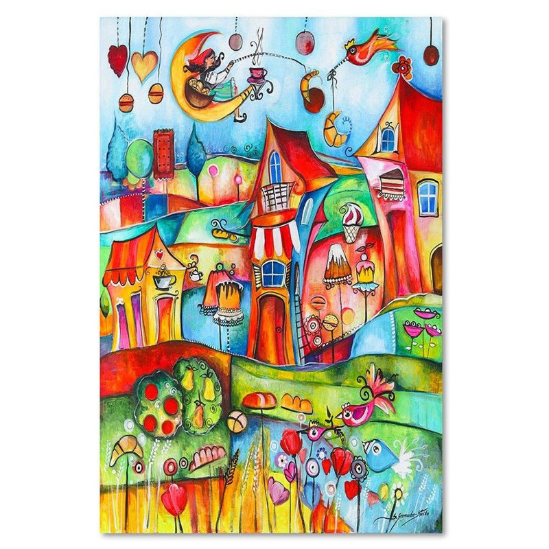 Fairytale City - No Frame Print on Canvas, 100cm H x 70cm W