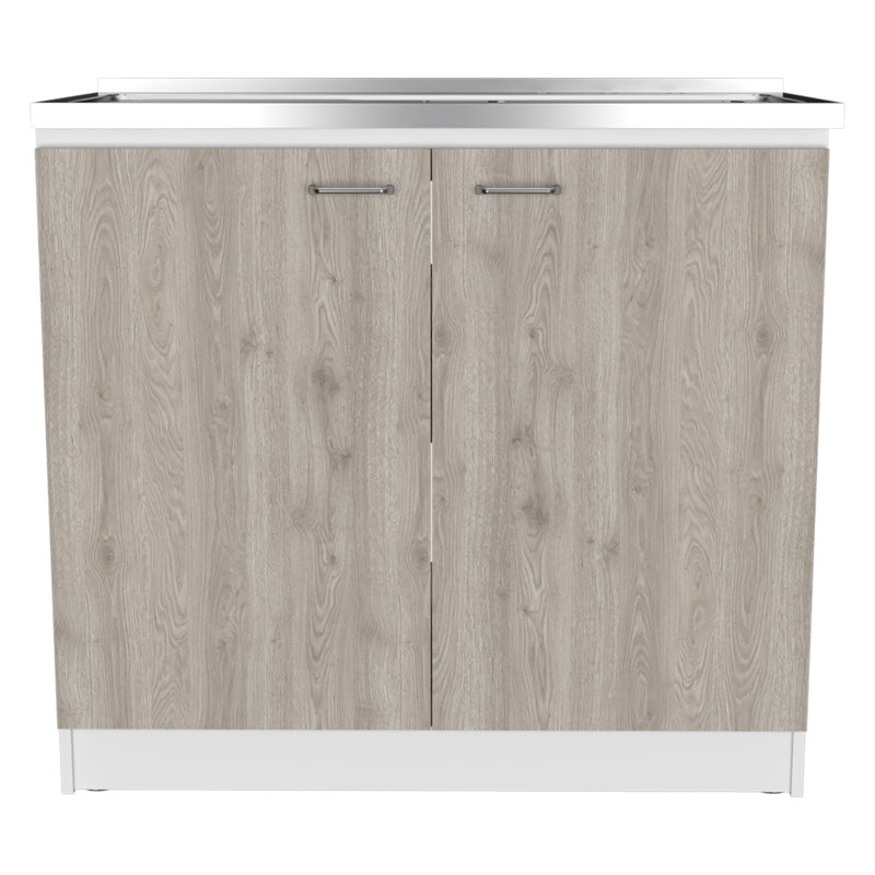 TUHOME Napoles Utility Sink Cabinet With Integrated Sink, White/Oak