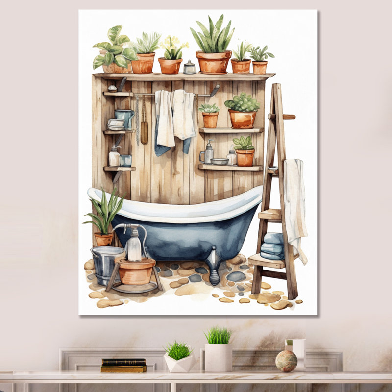 Décor de salle de bain naturel XXXVII, Toile tendue, H 44 po x l 34 po x P 1,5 po