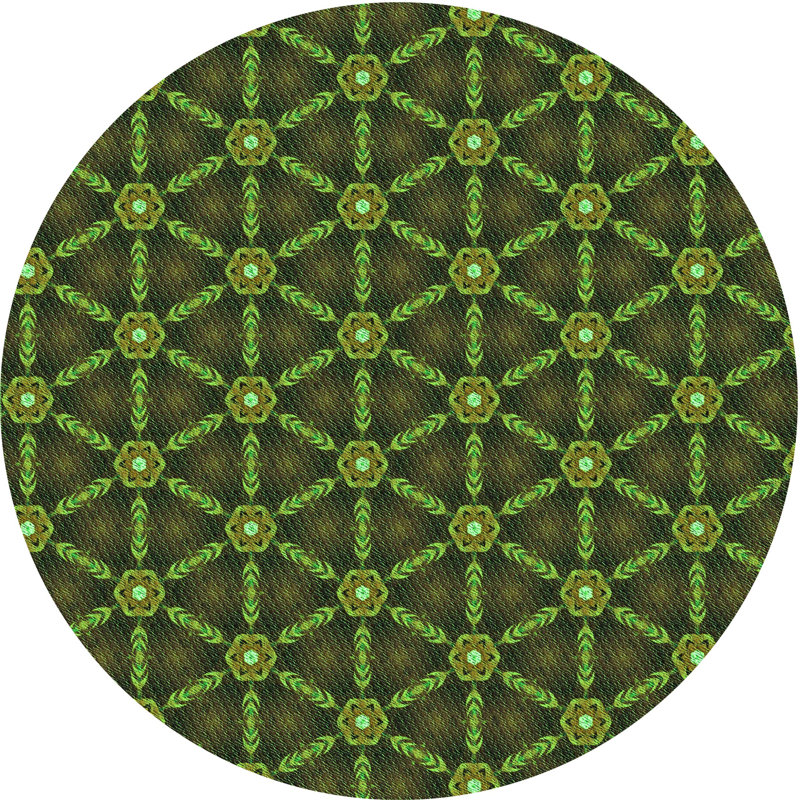 Tapis 100% lavable à la machine 2766-GRN, Rond 3 pi