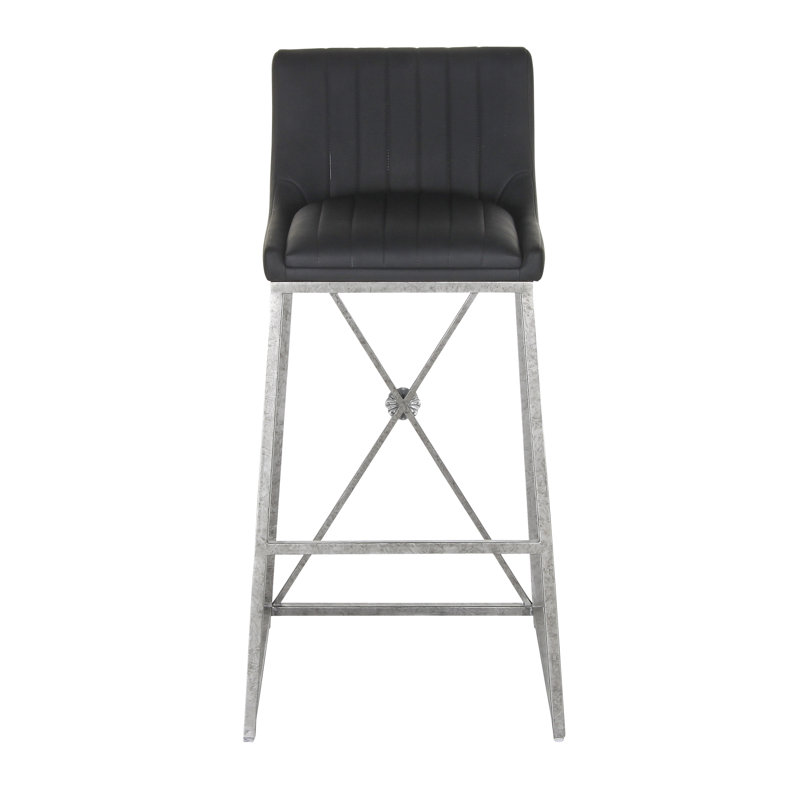 Medallion Stool, Royal Silver, Bar Stool (30'' Seat Height), Black