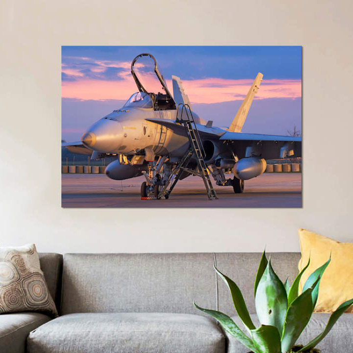 " A Royal Canadian Air Force CF-188 Hornet Preparing For A Night Takeoff From Romania I " by Daniele Faccioli, Wrapped Canvas