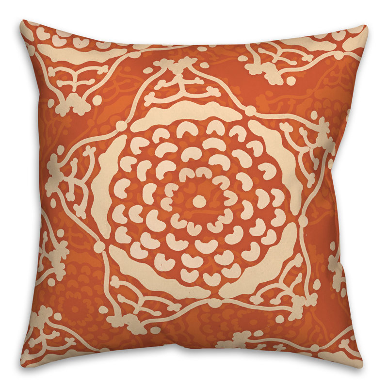 Floral Outdoor Reversible Throw Pillow, Orange
