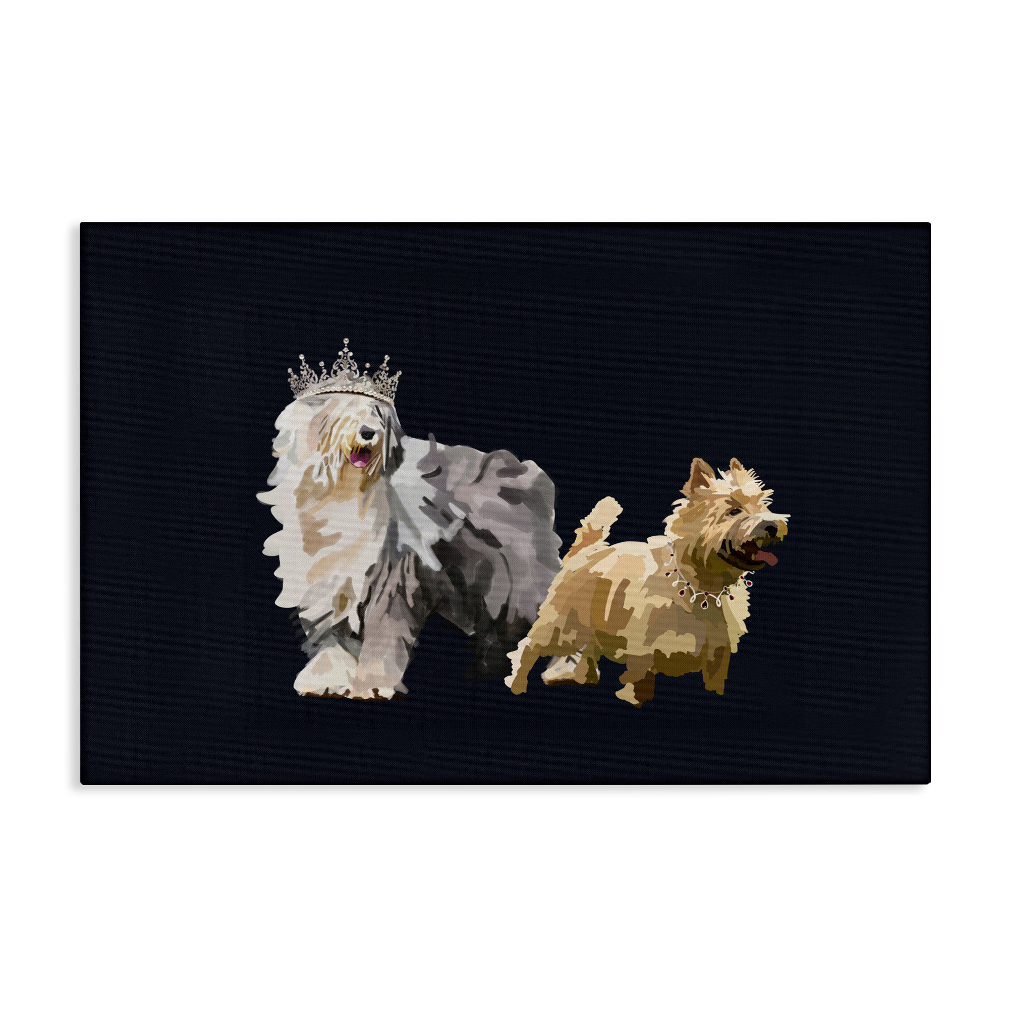 Bungalow Rose Dog Duo with Crowns Canvas Wall Art by Amelia Noyes Wayfair