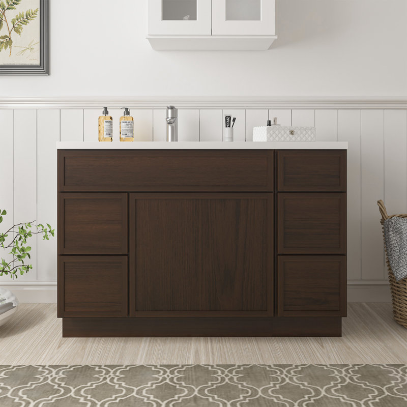 Base de meuble-lavabo simple 48 po seulement, Brun